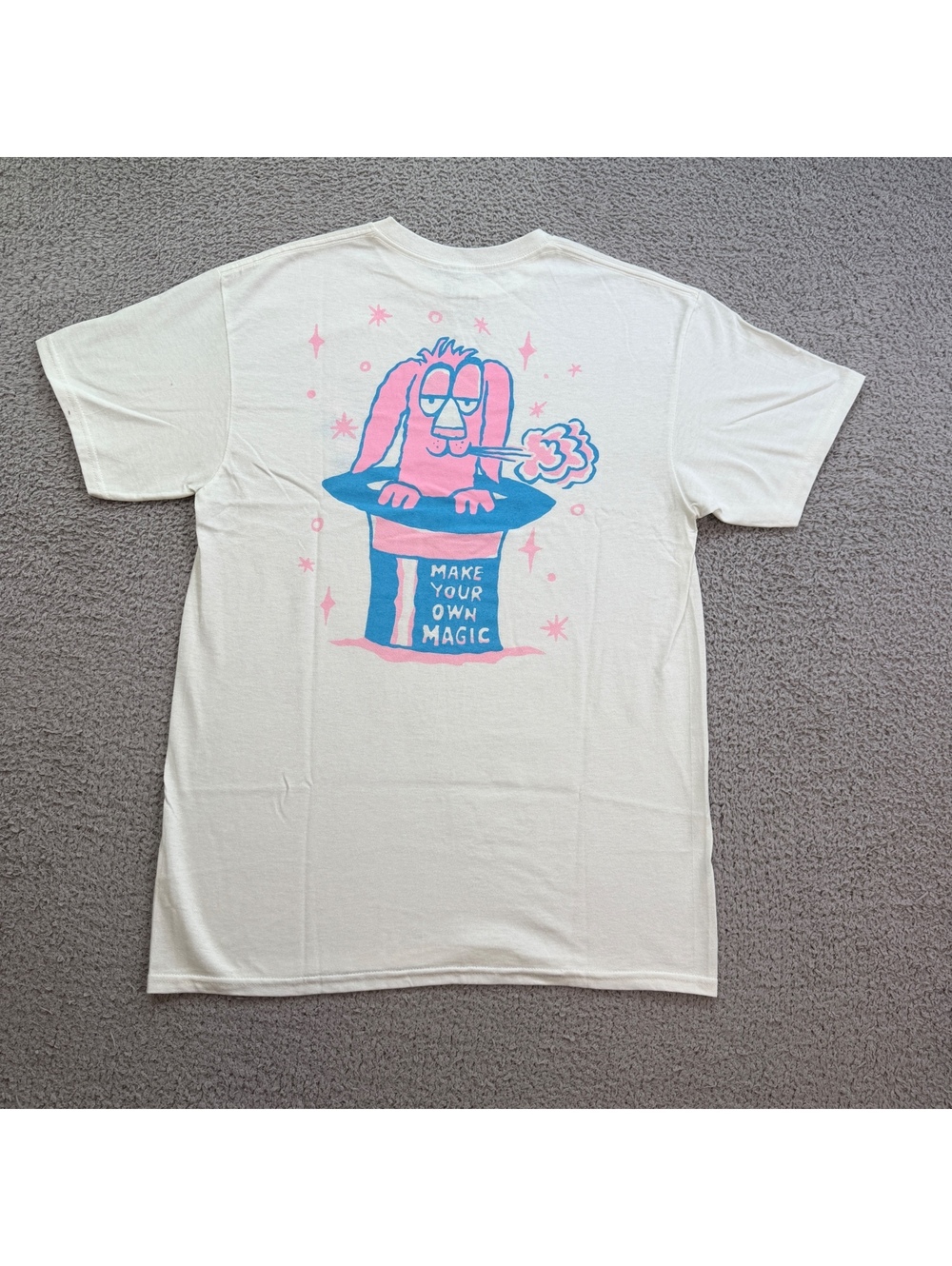 NWT A-Lab Make Your Own Magic Rabbit Graphic T-Shirt White Mens M Streetwear Tee